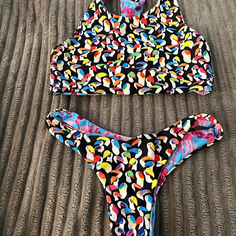 Reversible Two Piece Bikini Top and Bottom
